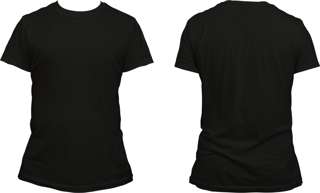 Blank Black Shirt Mockup Template, Front and Back, Isolated White, Plain T-Shirt Mockup. T-Shirt.